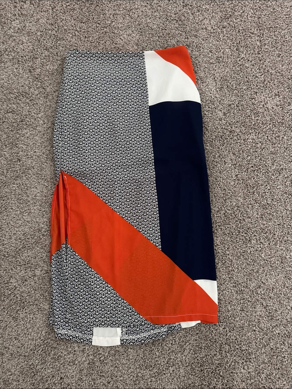 Colorblock Navy and Red Midi Skirt NWOT